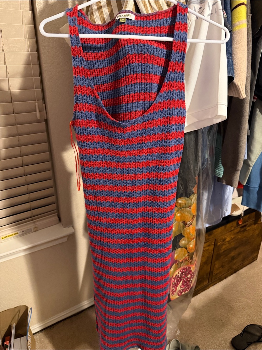 Sleeveless Striped Maxi Dress in Red and Blue by Luarne